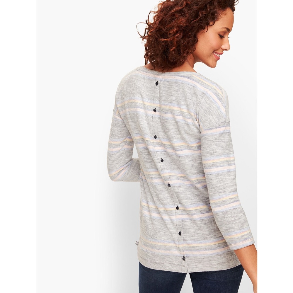 T by Talbots Button Back Colorful‎ Striped Top XL - Picture 2 of 7